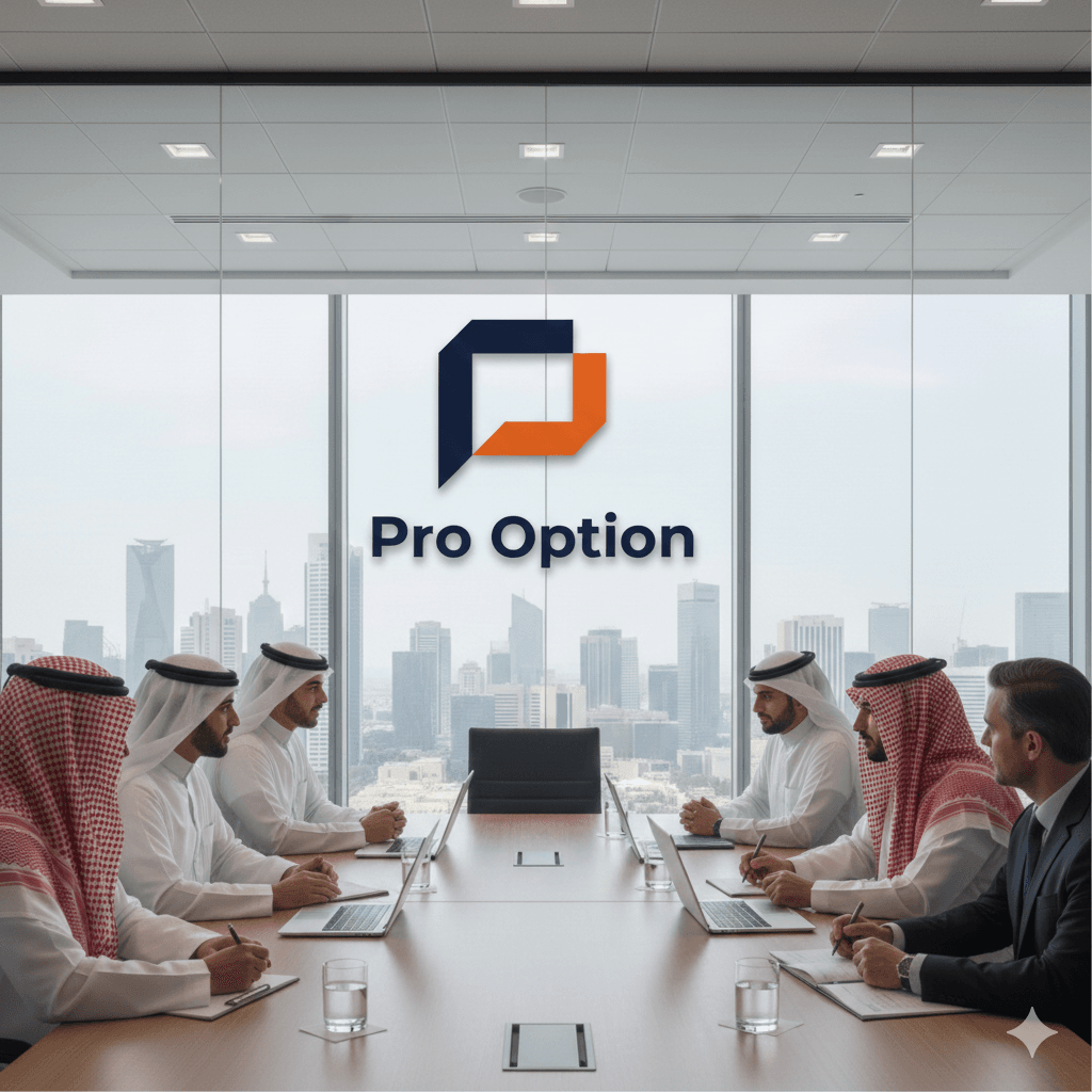 Person in Saudi attire working at a desk with laptop and papers